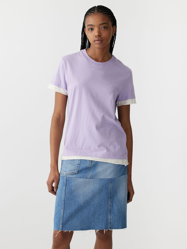 Layered Short Sleeve T.Shirt Faded Lavender Blue