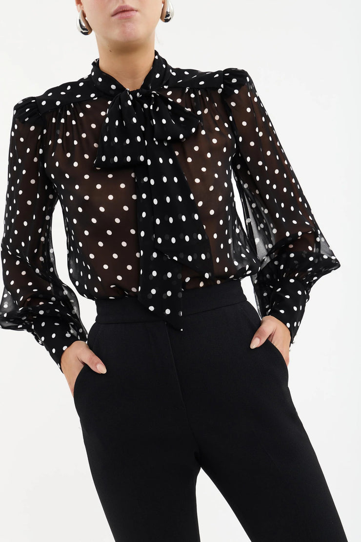 Lucinda Top Black Polka Dot