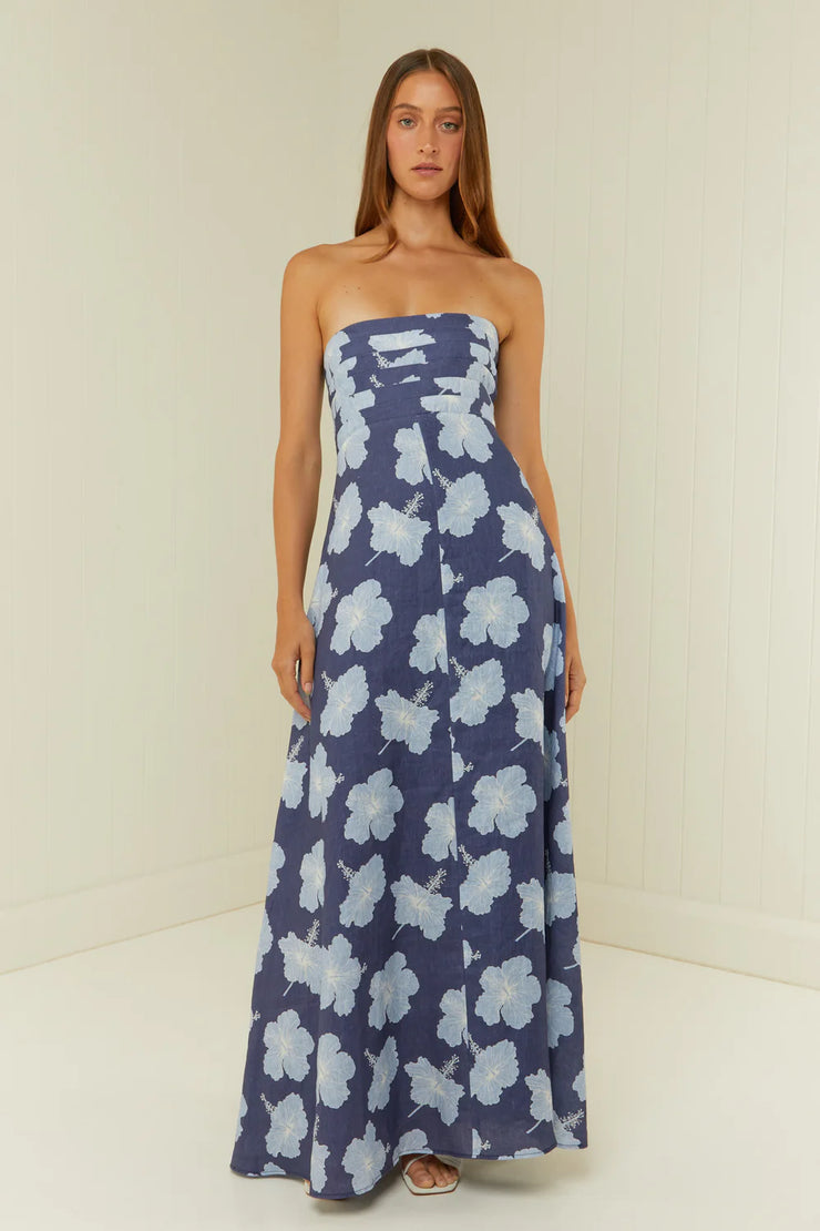 Primrose Dress Blue Hibiscus