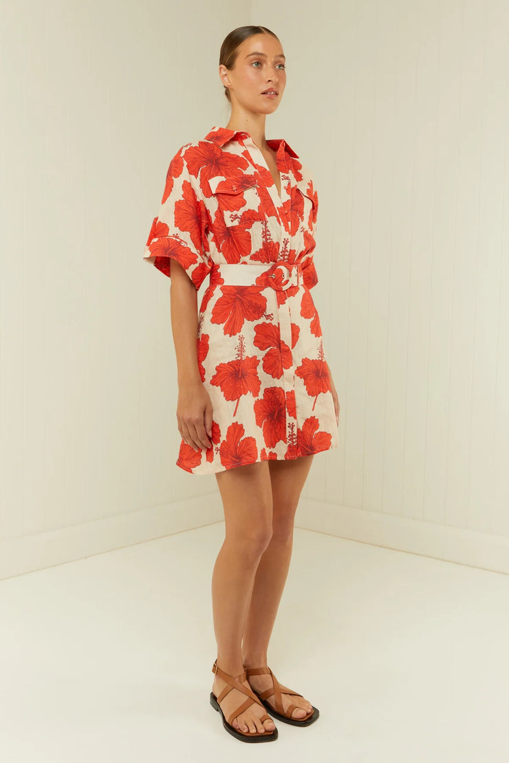 Camelia Dress Red Hibiscus