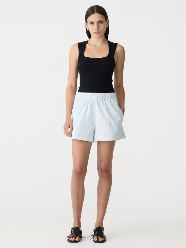 Crushed Cotton Tennis Short Faded Blue