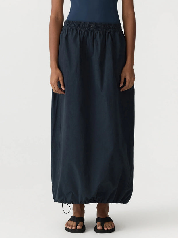 Crushed Cotton Maxi Skirt Ink