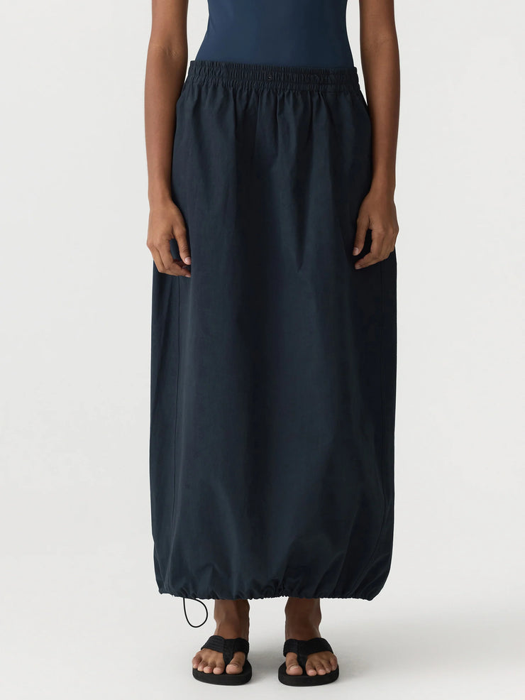 Crushed Cotton Maxi Skirt Ink