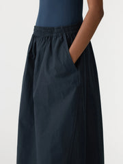 Crushed Cotton Maxi Skirt Ink