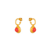Kameo Red Coral Stone Earrings
