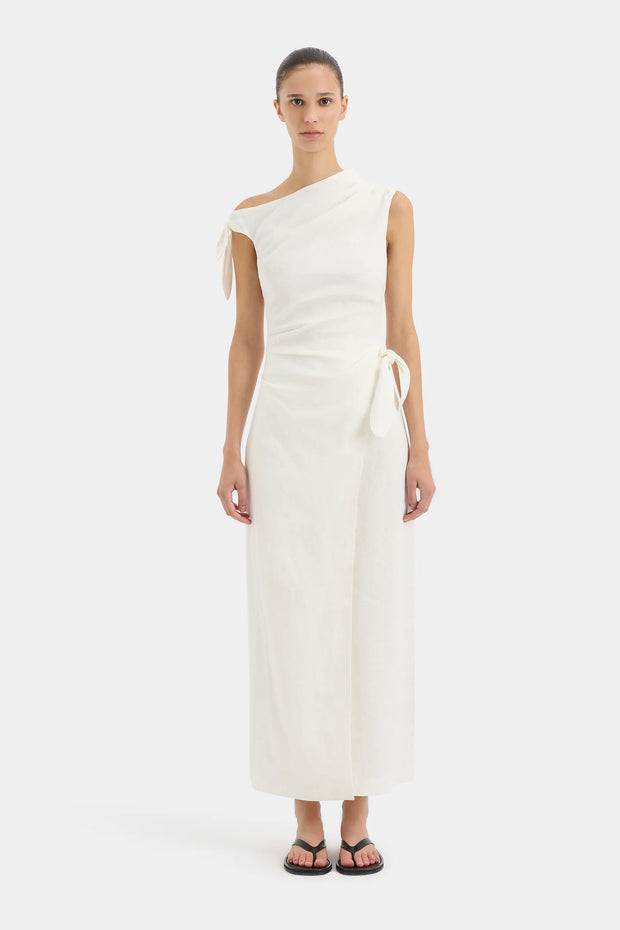 Tamara Tie Midi Dress Ivory