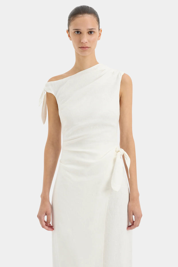 Tamara Tie Midi Dress Ivory