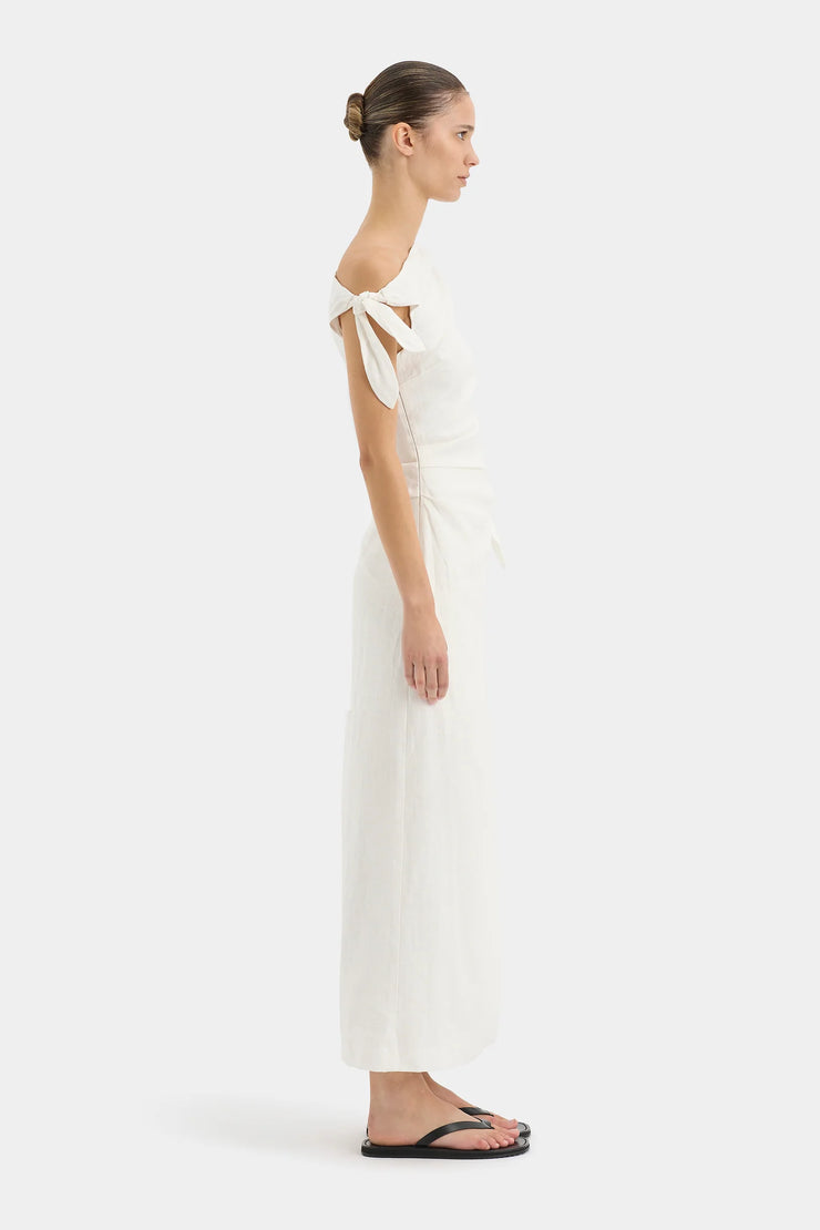 Tamara Tie Midi Dress Ivory