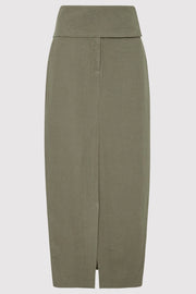 Wide Waistband Column Skirt Smokey Olive