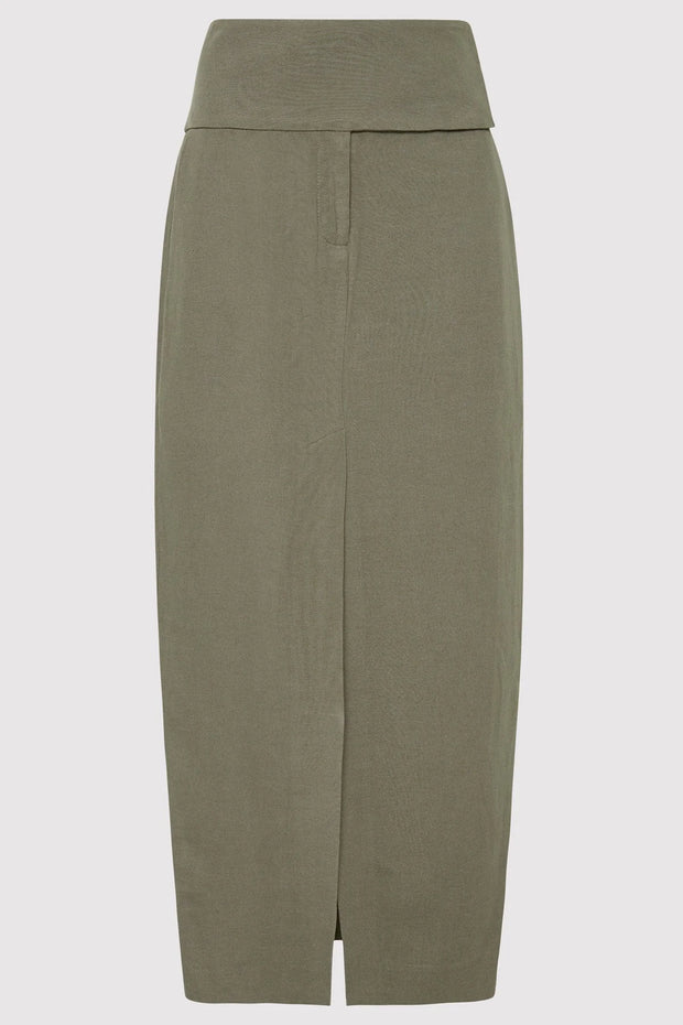 Wide Waistband Column Skirt Smokey Olive