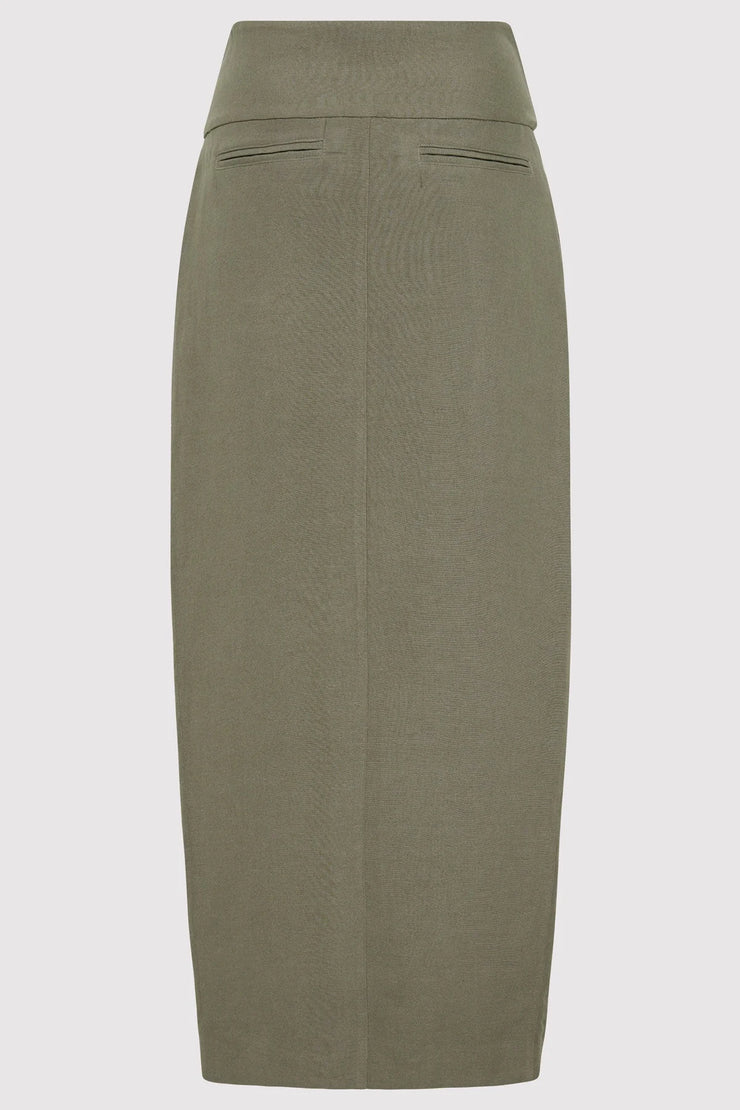 Wide Waistband Column Skirt Smokey Olive