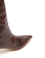 Sloane Knee High Boot Chocolate Croc