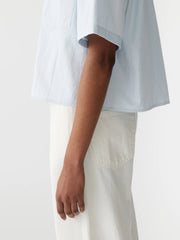 Crushed Cotton Cropped Shirt Faded Blue