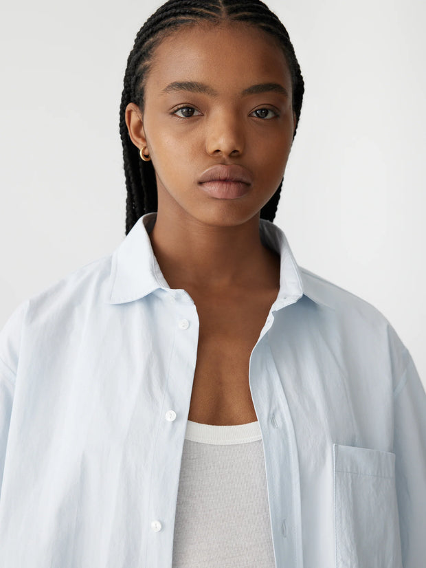 Crushed Cotton Cropped Shirt Faded Blue