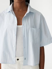 Crushed Cotton Cropped Shirt Faded Blue