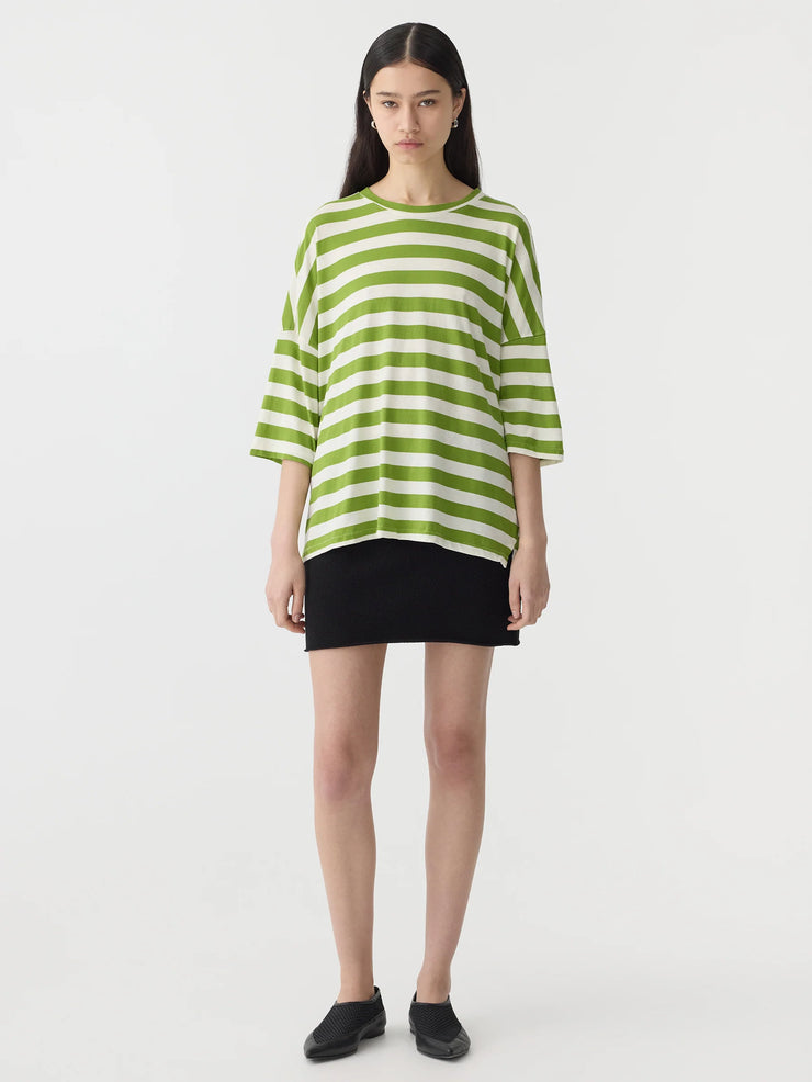 Stripe Side Step S/S T.Shirt Green/Natural