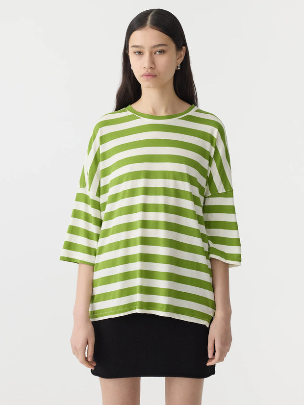 Stripe Side Step S/S T.Shirt Green/Natural