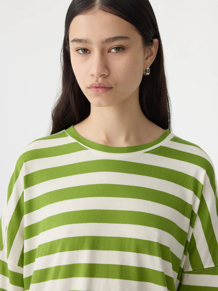 Stripe Side Step S/S T.Shirt Green/Natural