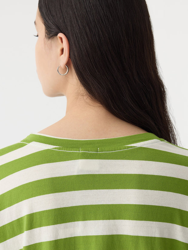 Stripe Side Step S/S T.Shirt Green/Natural