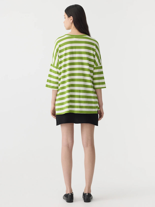 Stripe Side Step S/S T.Shirt Green/Natural