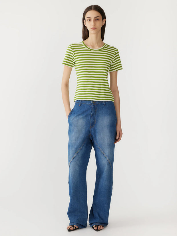 Stripe Slim Rib Baby T.Shirt Green/Natural