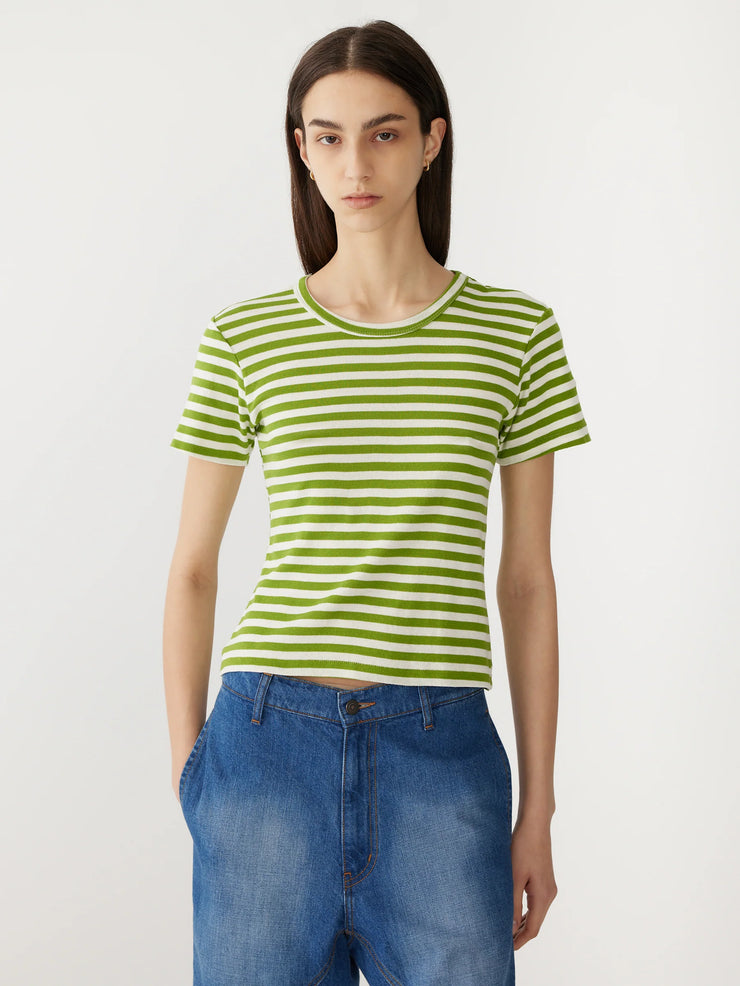 Stripe Slim Rib Baby T.Shirt Green/Natural