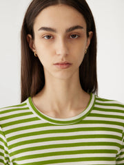 Stripe Slim Rib Baby T.Shirt Green/Natural