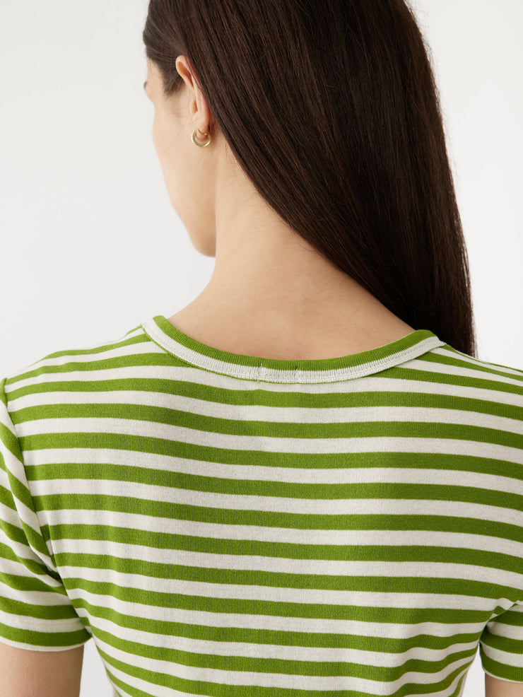 Stripe Slim Rib Baby T.Shirt Green/Natural