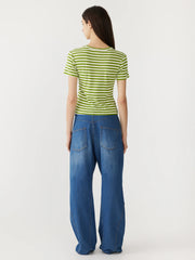 Stripe Slim Rib Baby T.Shirt Green/Natural