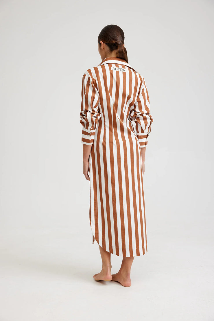 Finn Dress - Cigar/ Optic Stripe