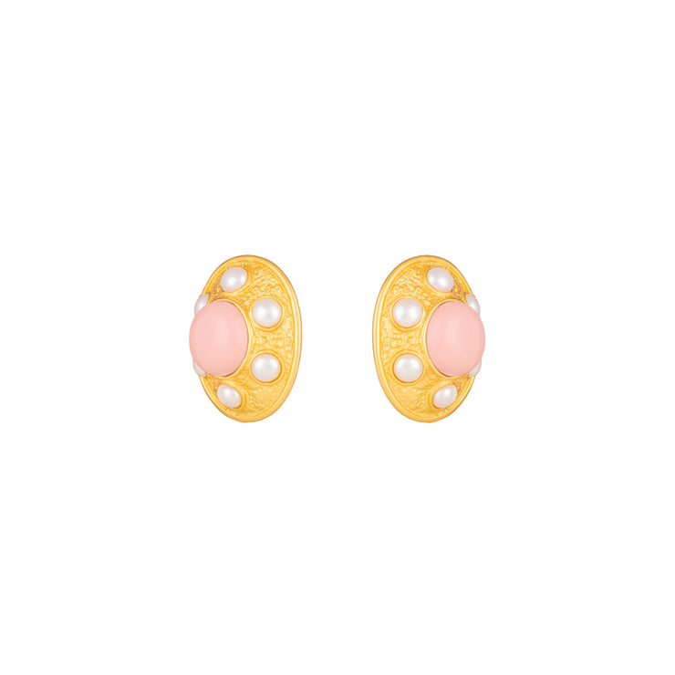 Vivienne Pink Coral and Pearl Earrings