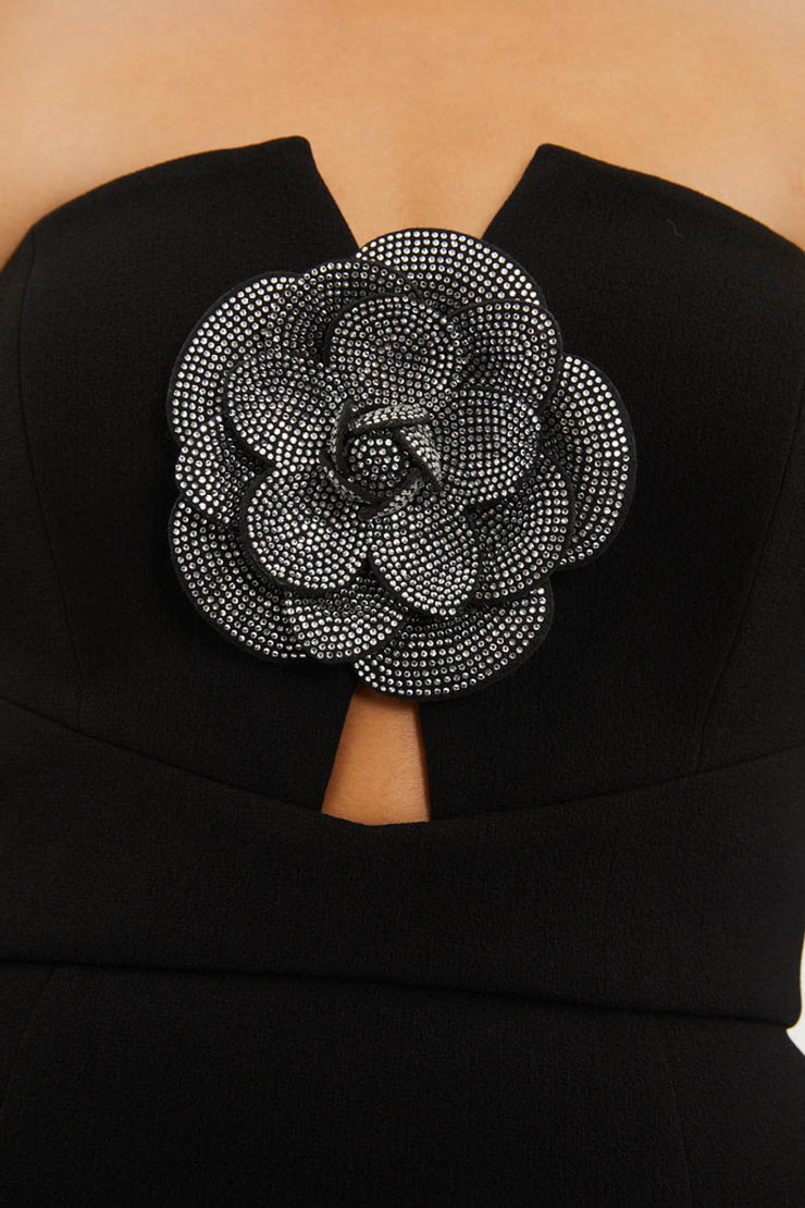 Yvonne Flower Midi Dress Black