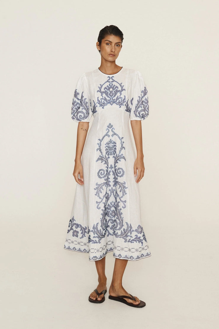 Hazel Embroidered Midi Dress