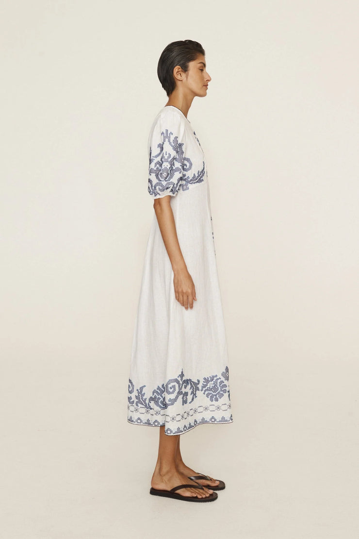 Hazel Embroidered Midi Dress