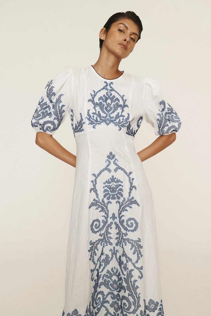 Hazel Embroidered Midi Dress