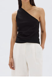 Orchid Jersey One Shoulder Top Black