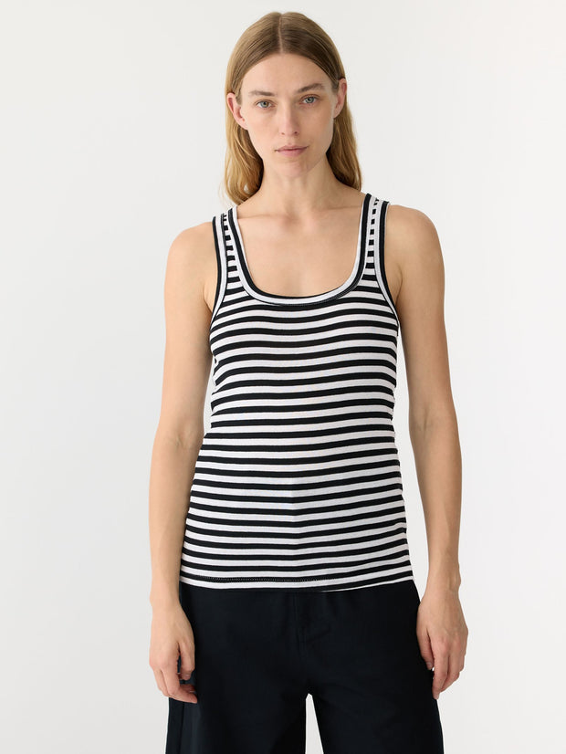 Stripe Slim Rib Tank ii Black/White