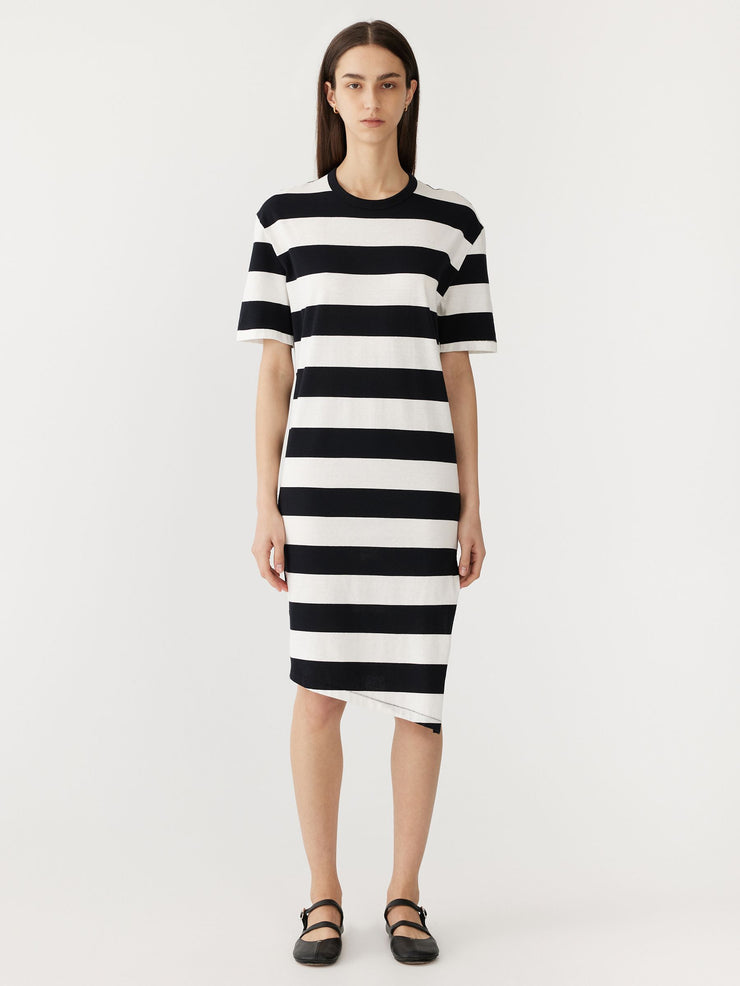 Stripe Side Split S/S Dress Black/White