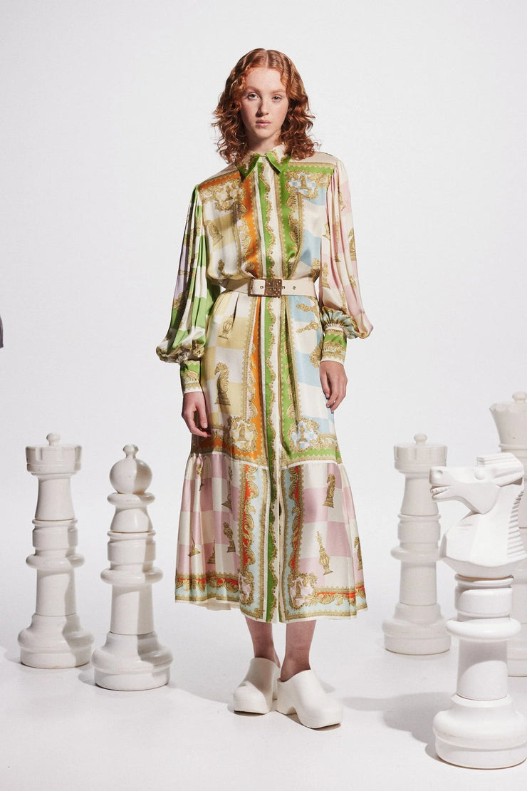 Checkmate Silk Shirtdress