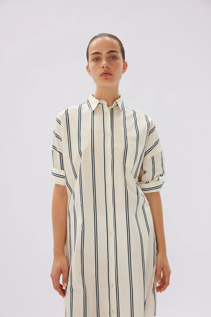 Chiara Shirt Dress Classic Two Stripe Vanilla/Navy