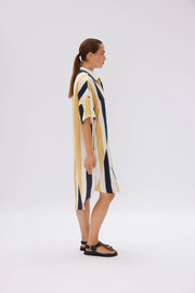 Marala Short Sleeve Shirt  Dress Stripes Dijon/Navy