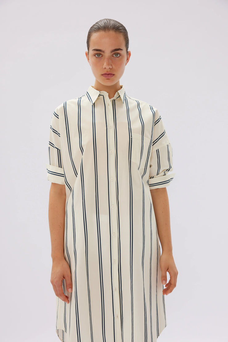 Chiara Shirt Dress Classic Two Stripe Vanilla/Navy