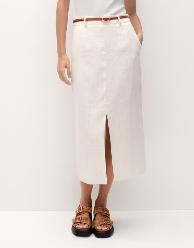 Annie Linen Skirt Ivory