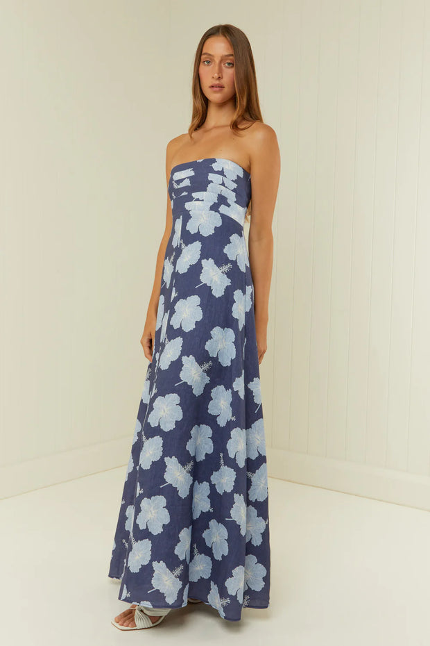 Primrose Dress Blue Hibiscus