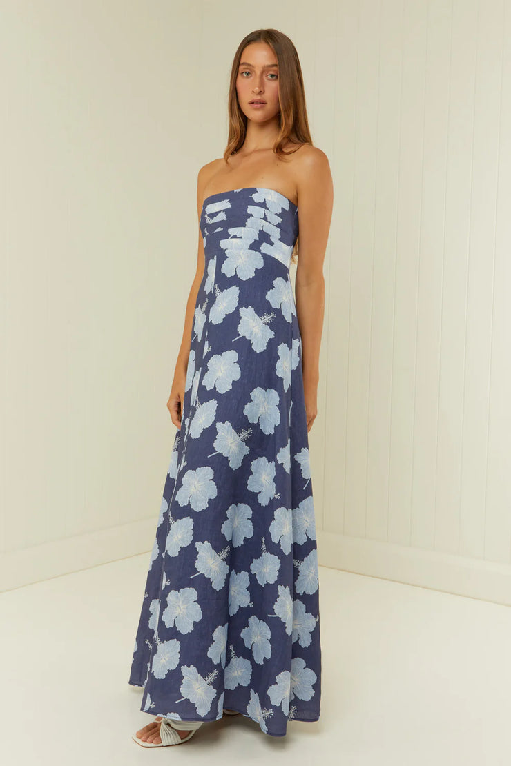 Primrose Dress Blue Hibiscus