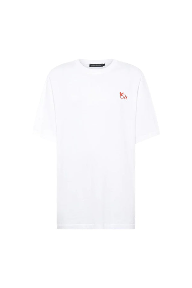 Lune Tee Soft White with Red