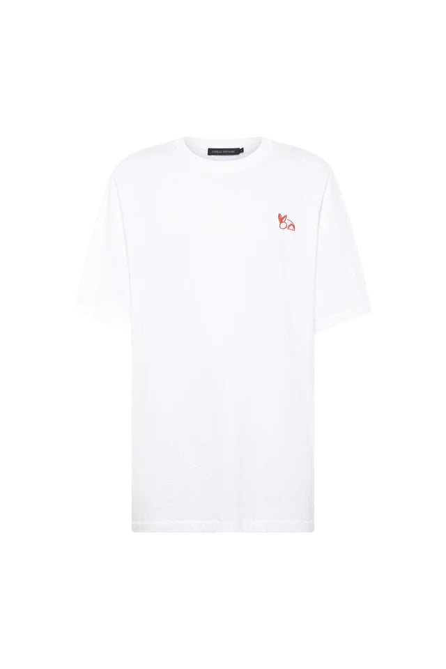Lune Tee Soft White with Red