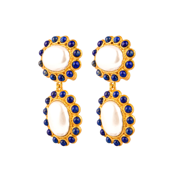 Hayman Earrings Pearl / Lapis
