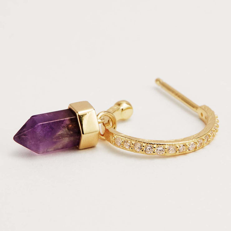 Intention Of Protection Amethyst Hoops Gold