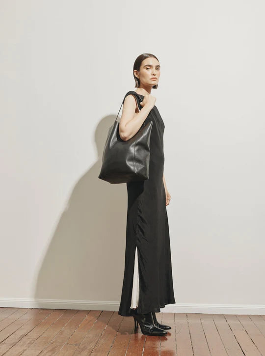 Jillian Pebbled Leather Bag Black